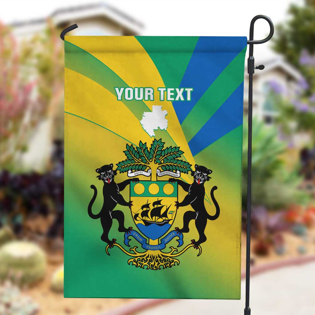 Presonalised Gabon Garden Flag Coat Of Arms With Flag Gradient Style LT14