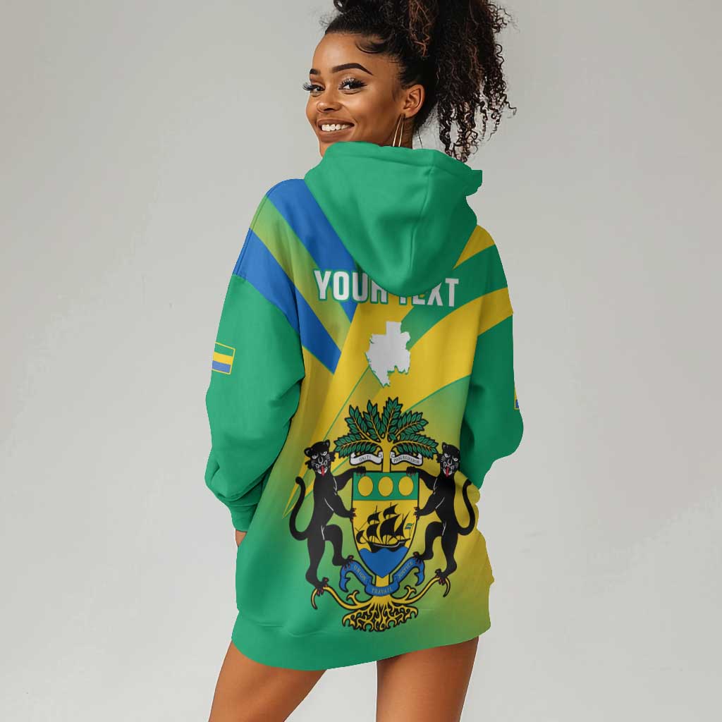 Presonalised Gabon Hoodie Dress Coat Of Arms With Flag Gradient Style LT14