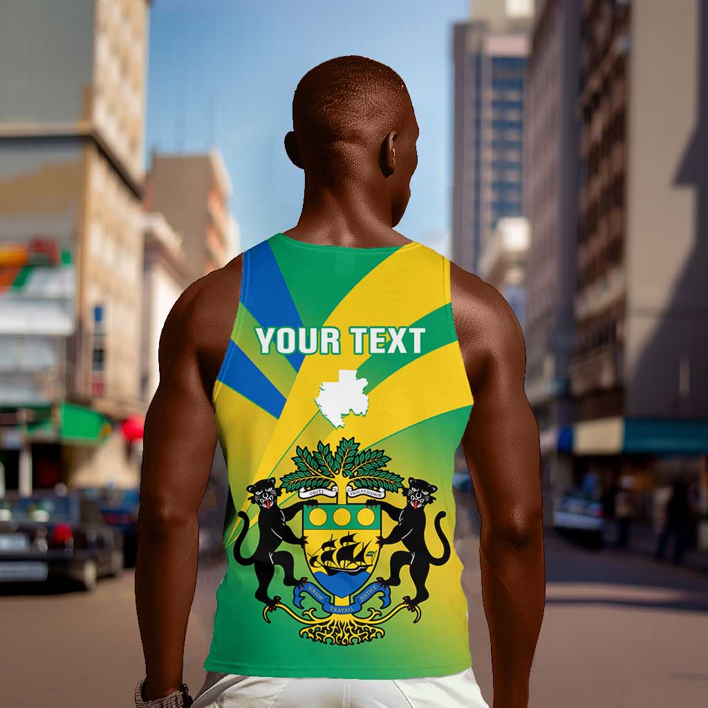 Presonalised Gabon Men Tank Top Coat Of Arms With Flag Gradient Style LT14
