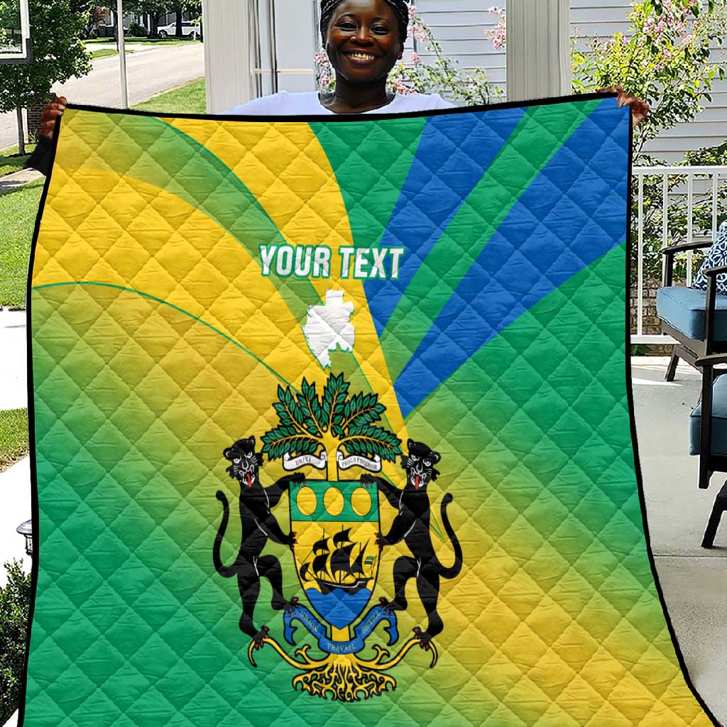 Presonalised Gabon Quilt Coat Of Arms With Flag Gradient Style LT14