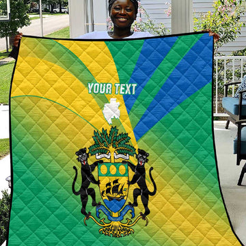 Presonalised Gabon Quilt Coat Of Arms With Flag Gradient Style LT14