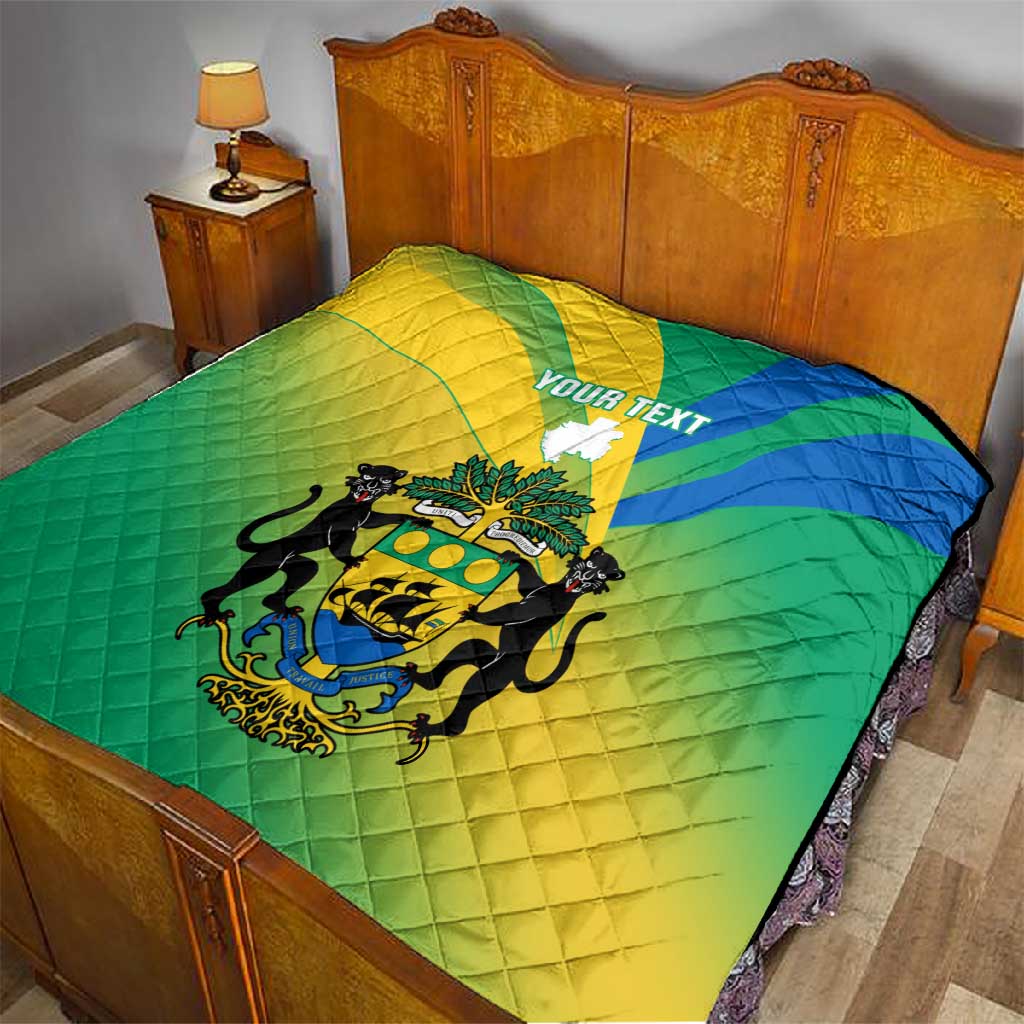 Presonalised Gabon Quilt Coat Of Arms With Flag Gradient Style LT14