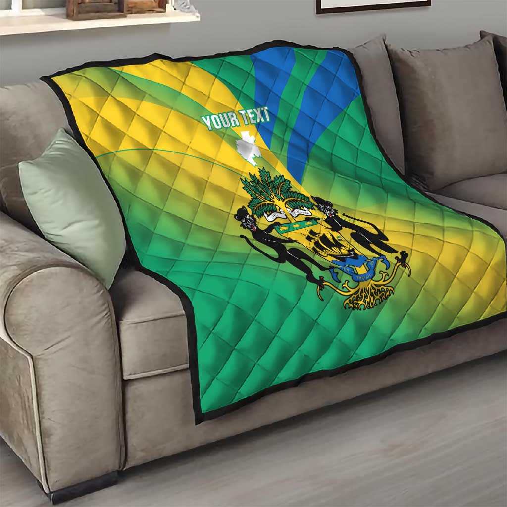 Presonalised Gabon Quilt Coat Of Arms With Flag Gradient Style LT14