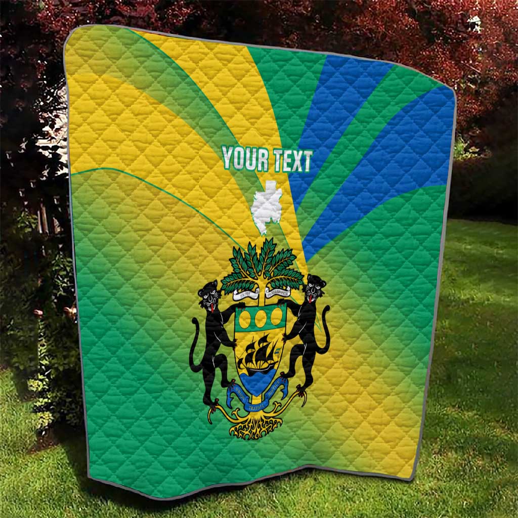 Presonalised Gabon Quilt Coat Of Arms With Flag Gradient Style LT14
