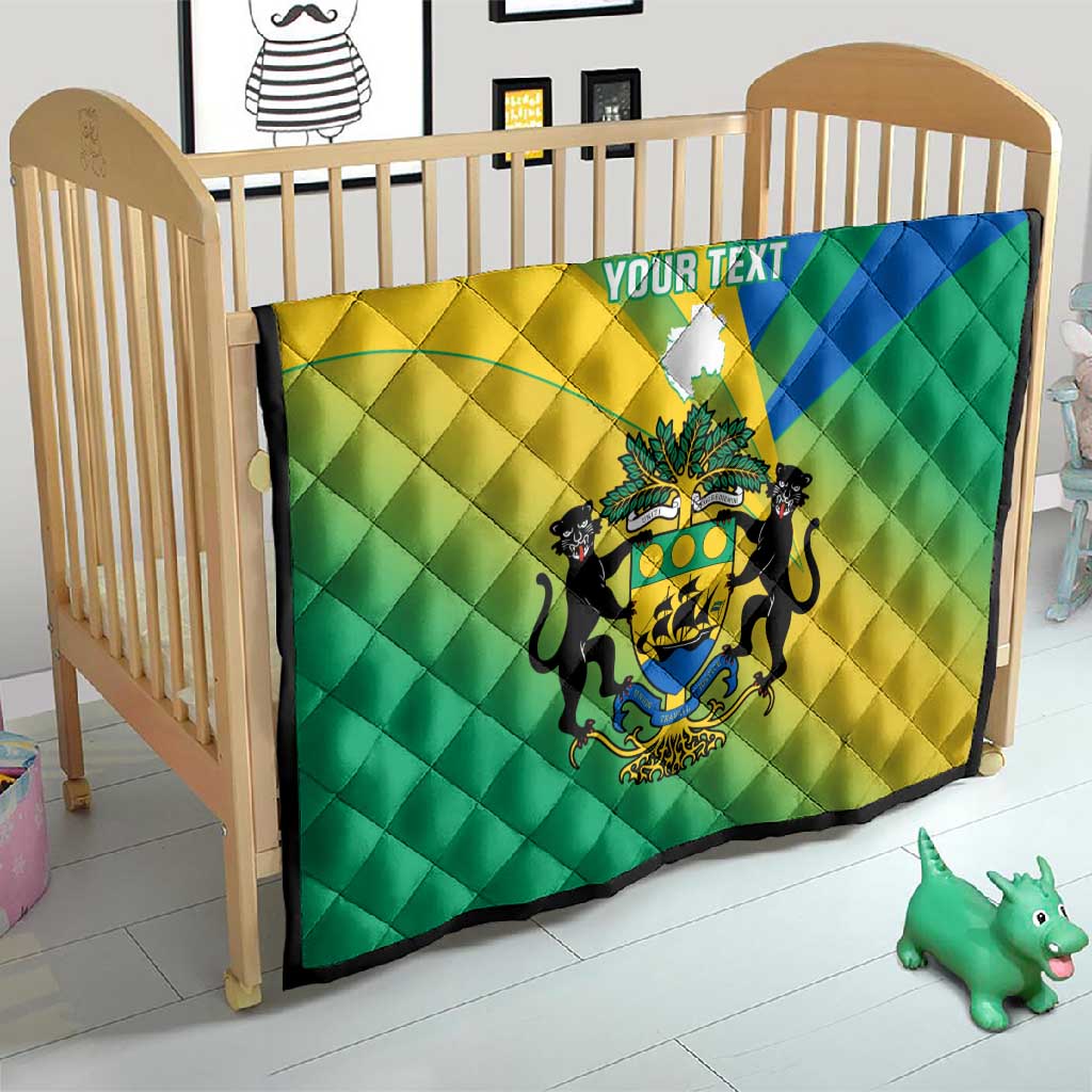 Presonalised Gabon Quilt Coat Of Arms With Flag Gradient Style LT14