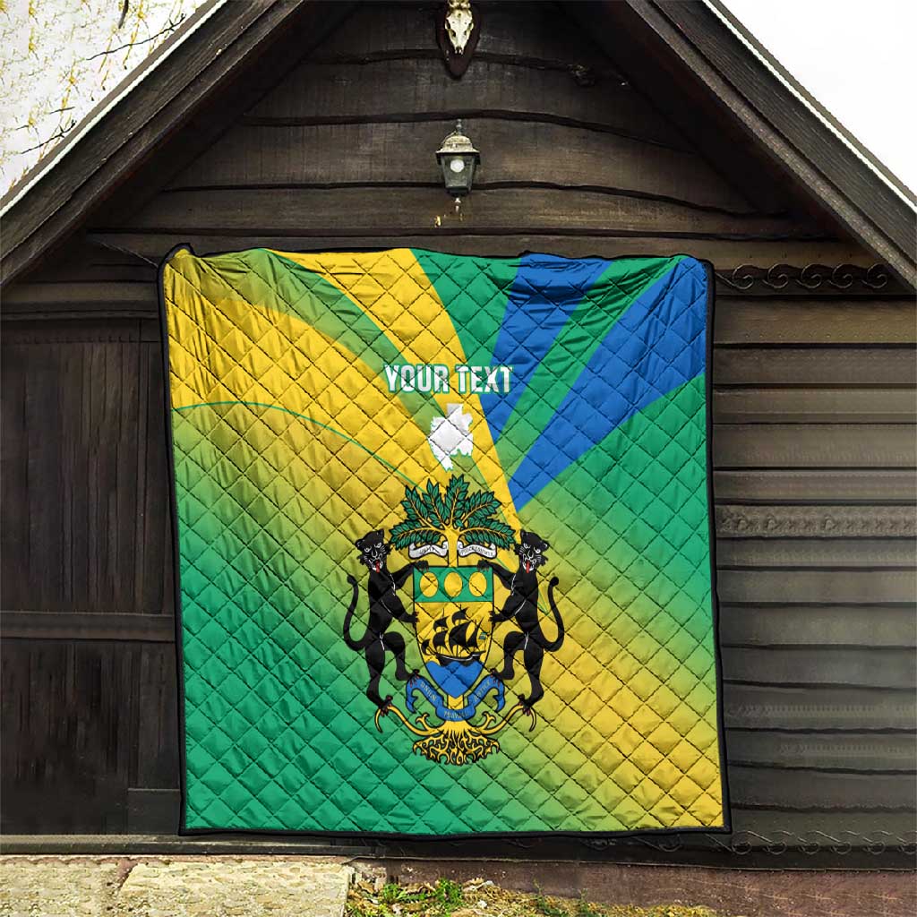 Presonalised Gabon Quilt Coat Of Arms With Flag Gradient Style LT14