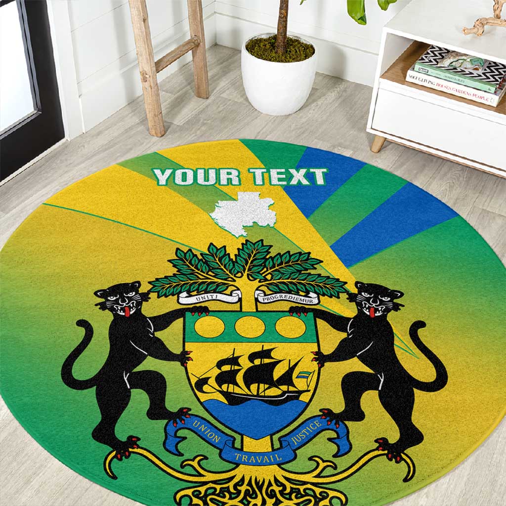 Presonalised Gabon Round Carpet Coat Of Arms With Flag Gradient Style LT14