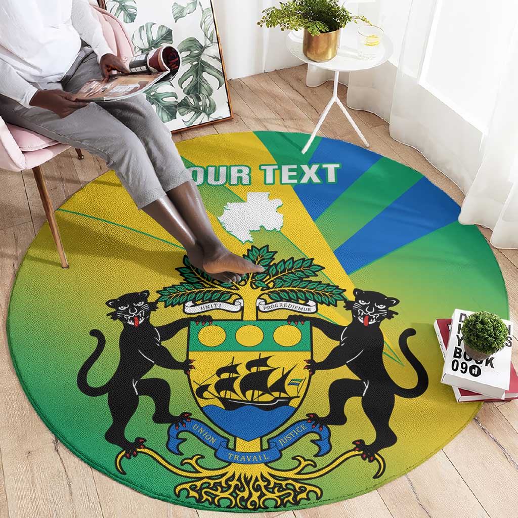 Presonalised Gabon Round Carpet Coat Of Arms With Flag Gradient Style LT14