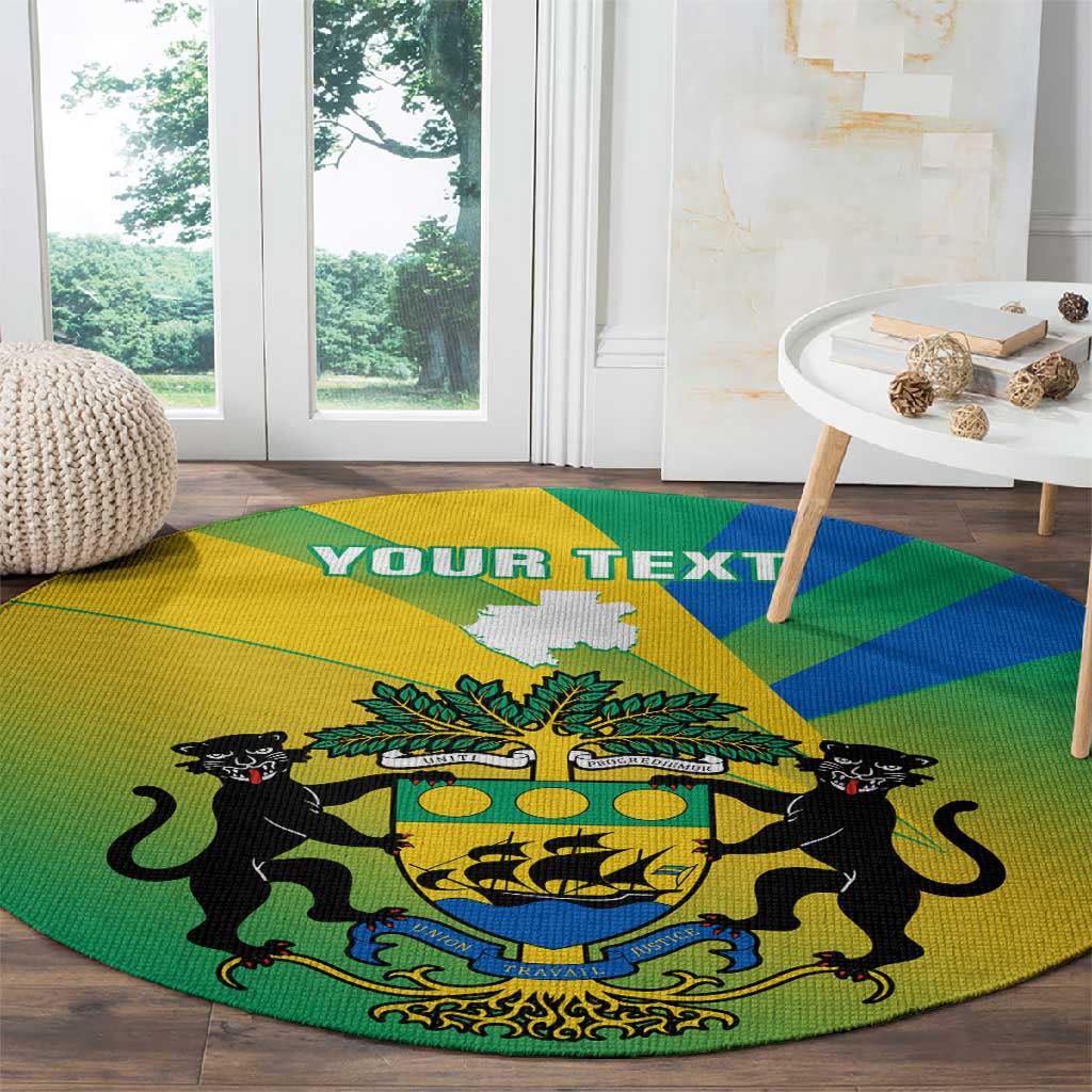 Presonalised Gabon Round Carpet Coat Of Arms With Flag Gradient Style LT14