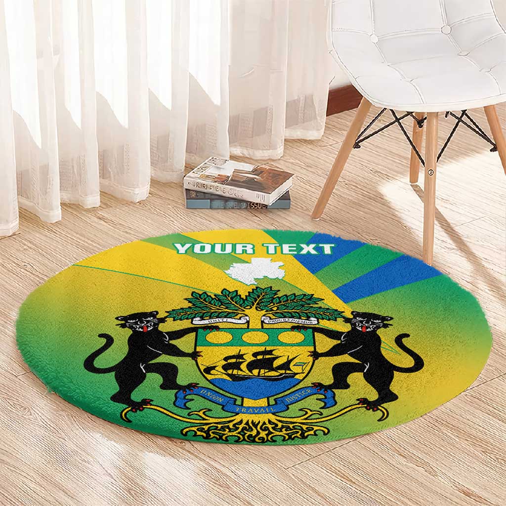 Presonalised Gabon Round Carpet Coat Of Arms With Flag Gradient Style LT14