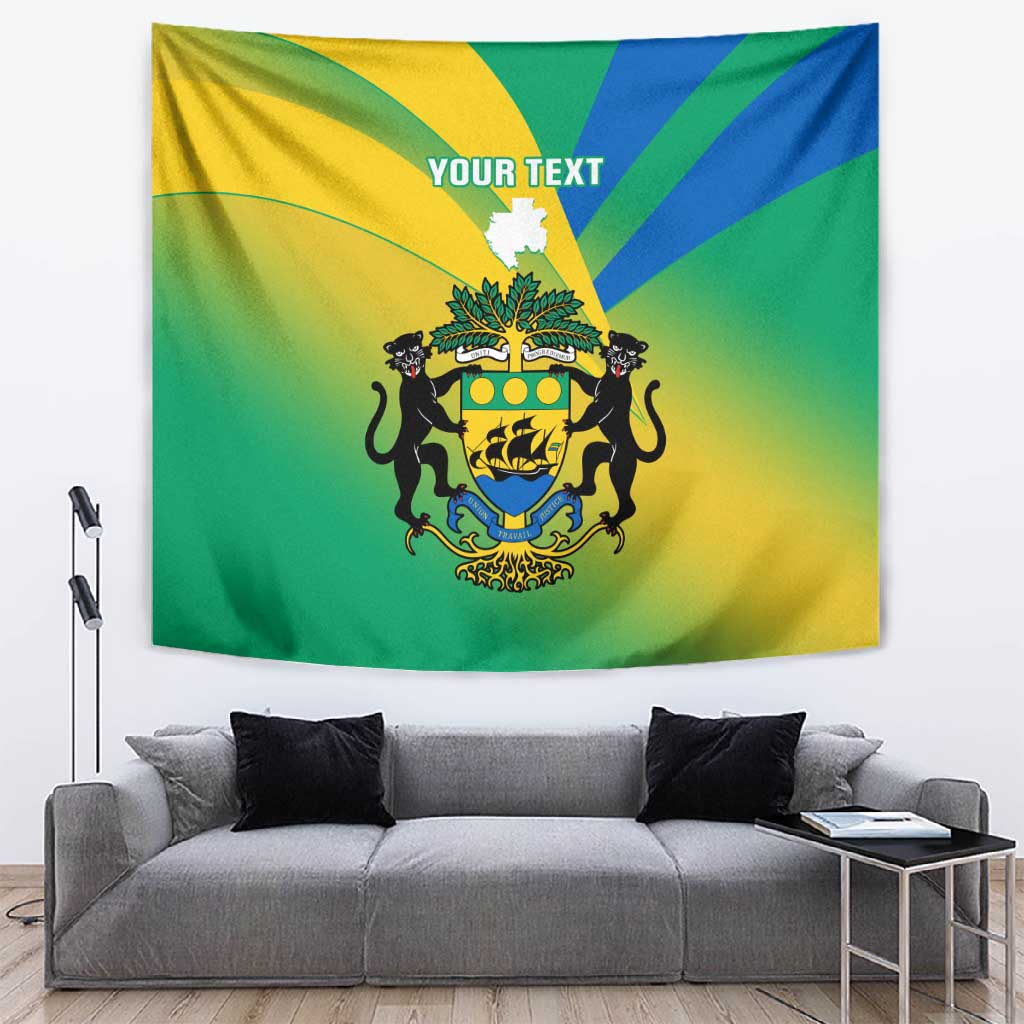 Presonalised Gabon Tapestry Coat Of Arms With Flag Gradient Style LT14