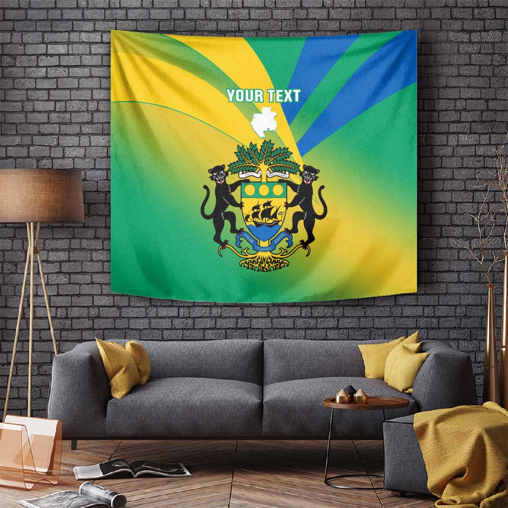 Presonalised Gabon Tapestry Coat Of Arms With Flag Gradient Style LT14