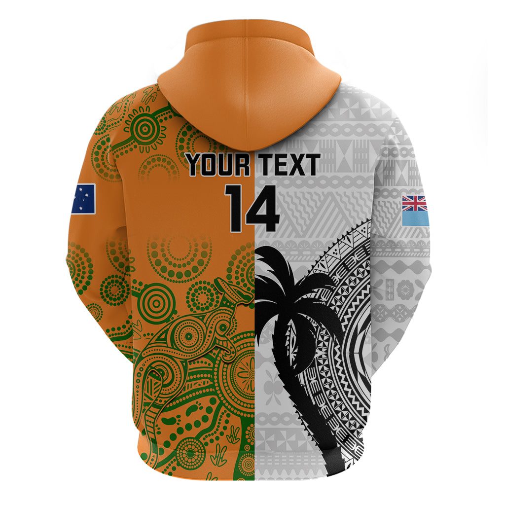 Custom Fiji And Australia Rugby Hoodie 2023 World Cup Aboriginal Mix Tapa Pattern LT14