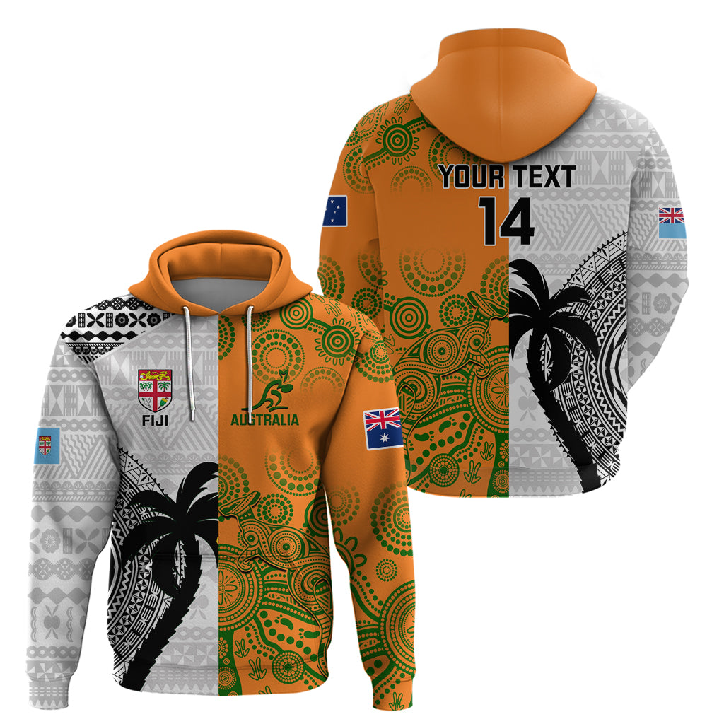 Custom Fiji And Australia Rugby Hoodie 2023 World Cup Aboriginal Mix Tapa Pattern LT14