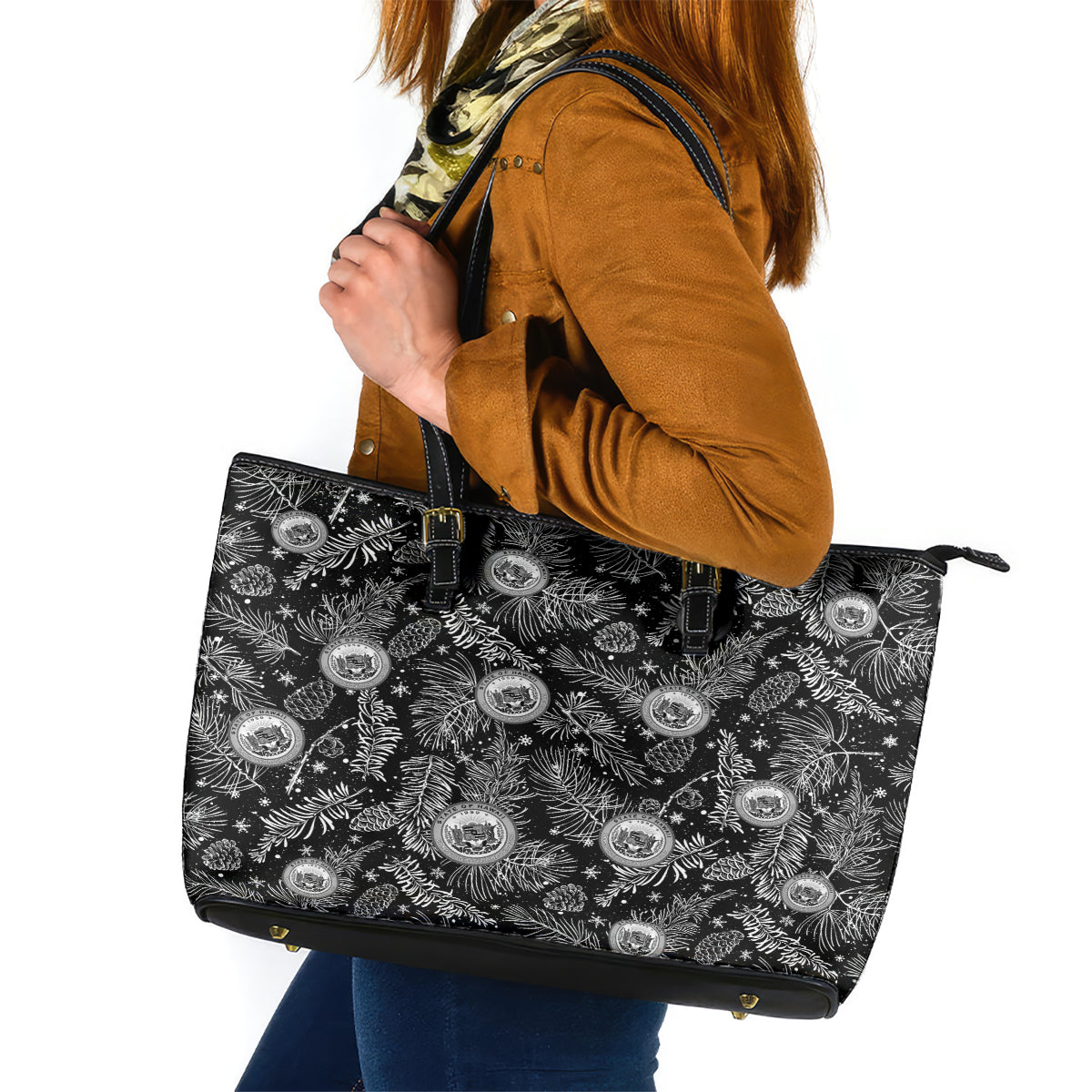 Hawaii Christmas Leather Tote Bag Tropical Style With Coat Of Arms LT14