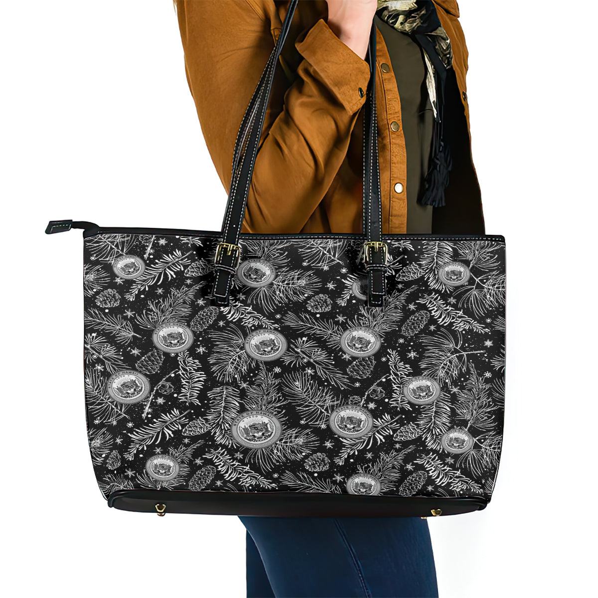 Hawaii Christmas Leather Tote Bag Tropical Style With Coat Of Arms LT14