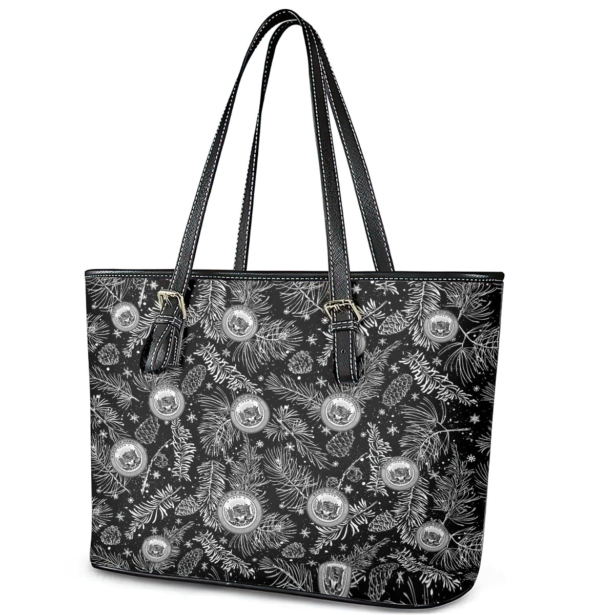 Hawaii Christmas Leather Tote Bag Tropical Style With Coat Of Arms LT14