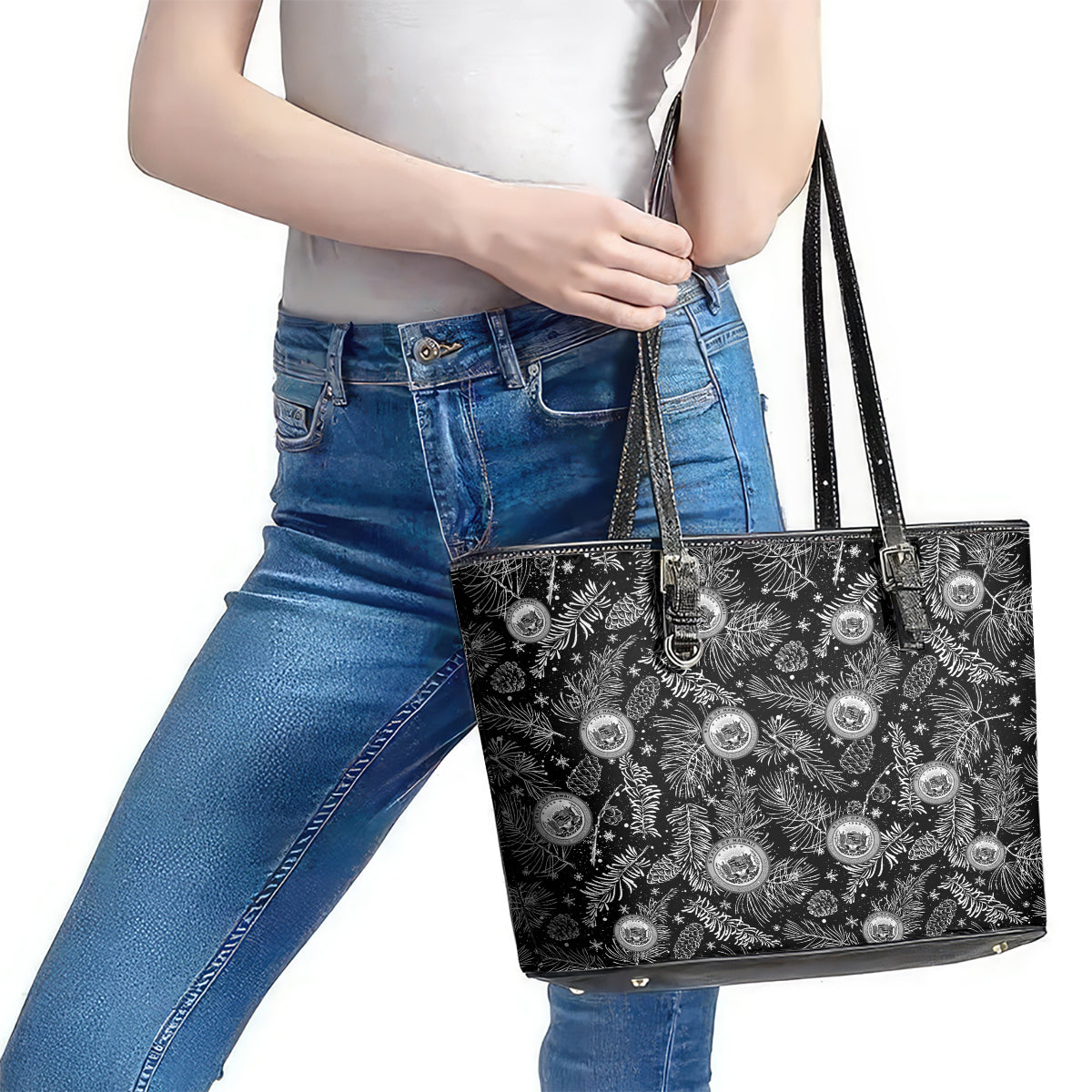 Hawaii Christmas Leather Tote Bag Tropical Style With Coat Of Arms LT14