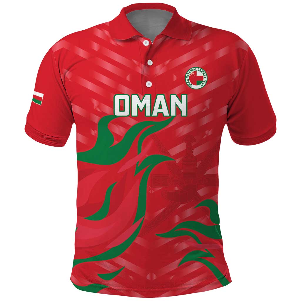 Custom Oman Cricket Polo Shirt Go Champions Strong Flame Style LT14