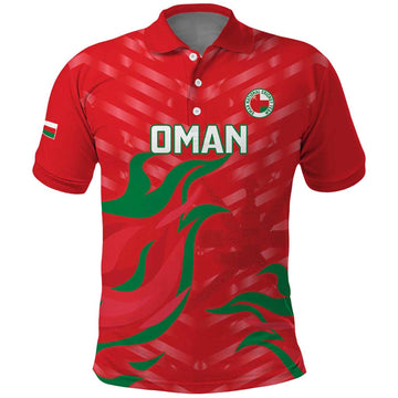 Custom Oman Cricket Polo Shirt Go Champions Strong Flame Style LT14