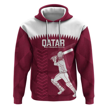 Custom Qatar Cricket Hoodie Go Champions Qataris Flag Style LT14