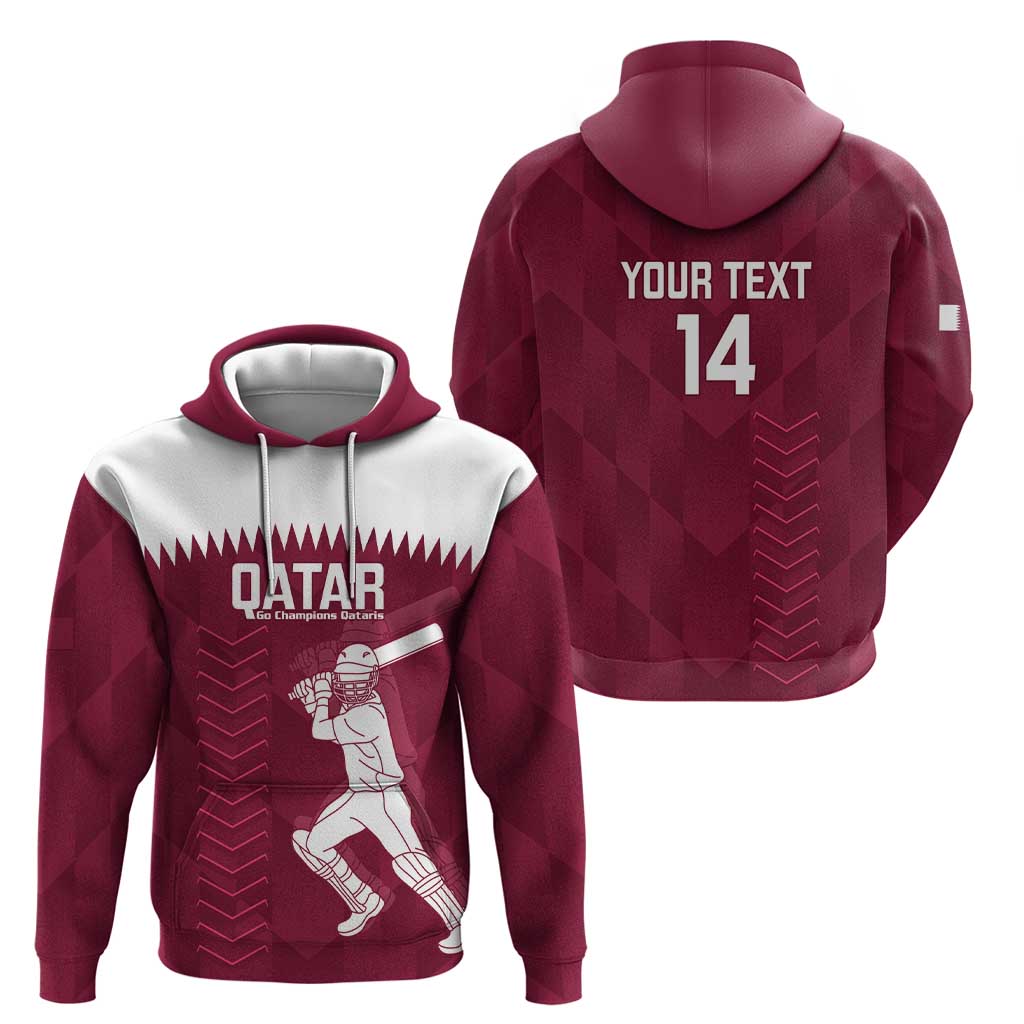 Custom Qatar Cricket Hoodie Go Champions Qataris Flag Style LT14