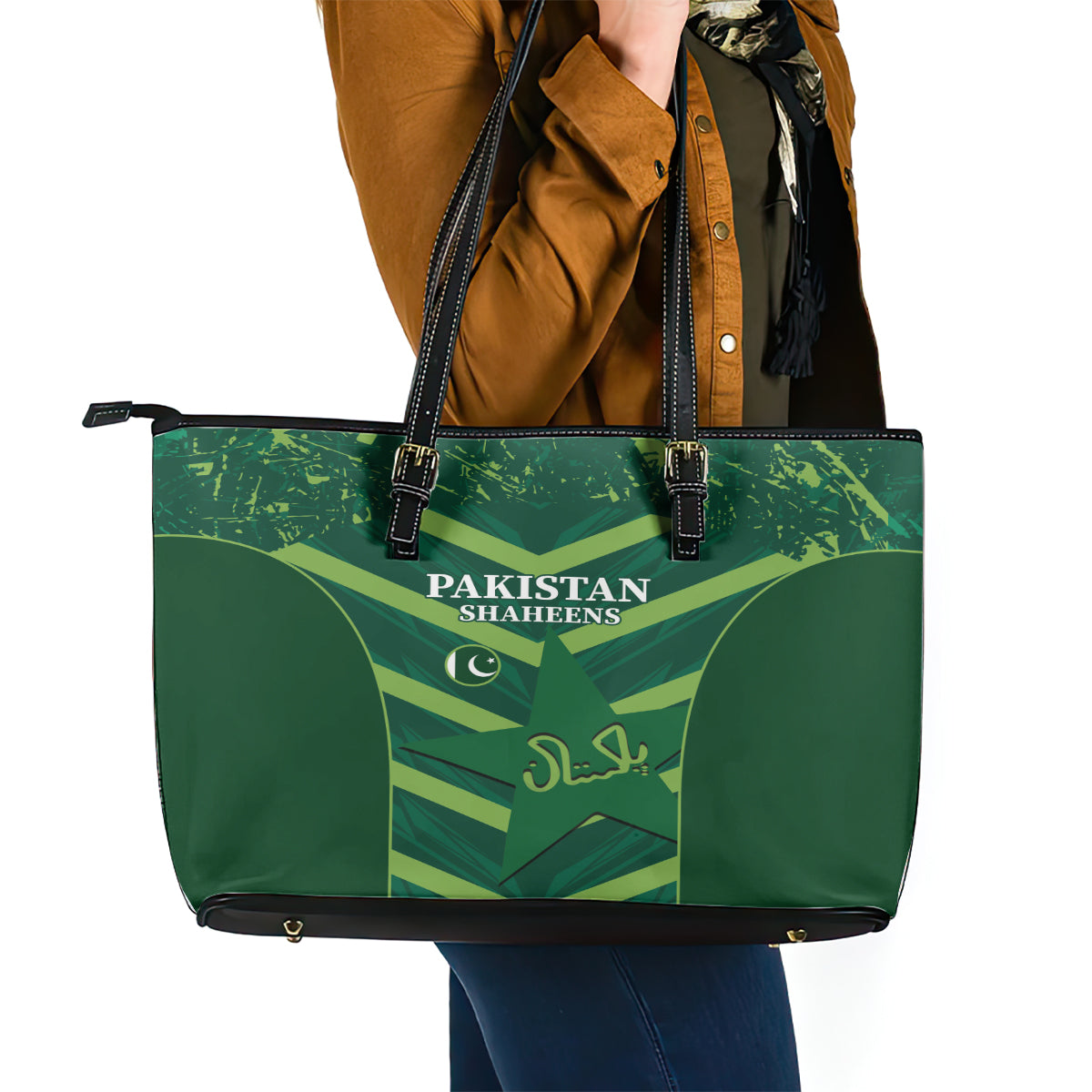 Pakistan Cricket Leather Tote Bag 2024 World Cup Go Shaheens LT14