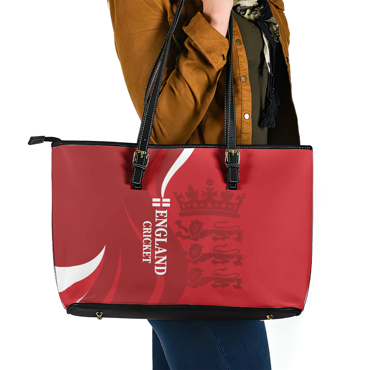 England Cricket Leather Tote Bag 2024 World Cup Go Champions LT14