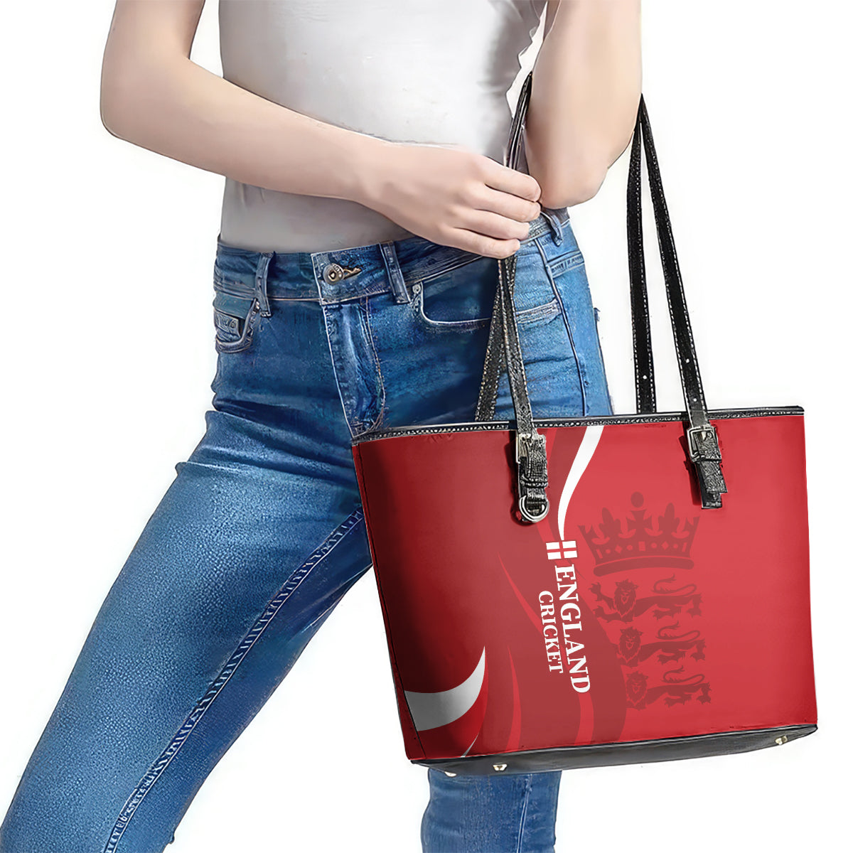England Cricket Leather Tote Bag 2024 World Cup Go Champions LT14