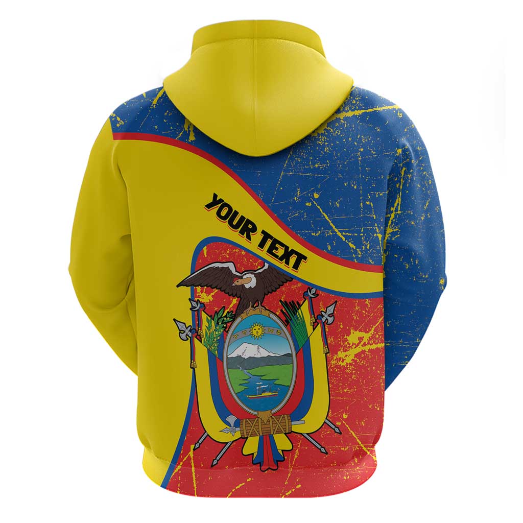 Personalized Ecuador Independence Day Hoodie Coat Of Arms Grunge Style LT14