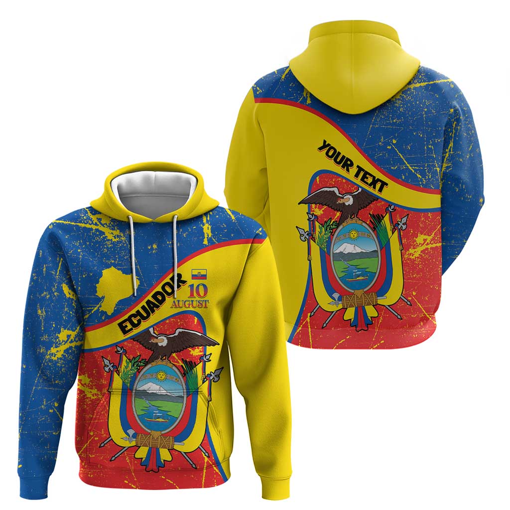 Personalized Ecuador Independence Day Hoodie Coat Of Arms Grunge Style LT14