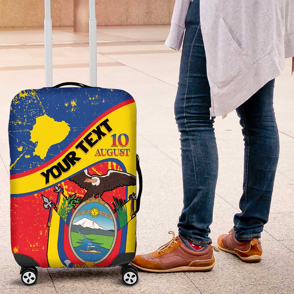 Personalized Ecuador Independence Day Luggage Cover Coat Of Arms Grunge Style LT14