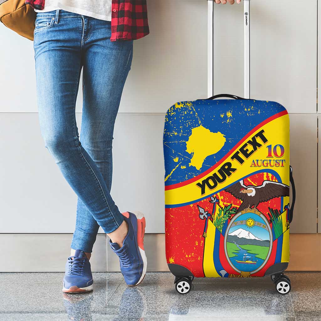 Personalized Ecuador Independence Day Luggage Cover Coat Of Arms Grunge Style LT14