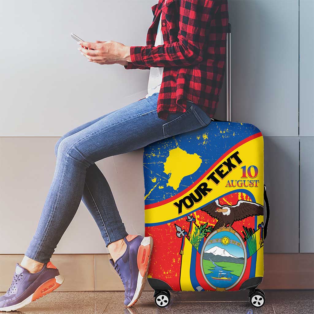 Personalized Ecuador Independence Day Luggage Cover Coat Of Arms Grunge Style LT14