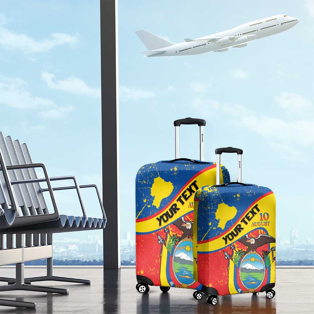 Personalized Ecuador Independence Day Luggage Cover Coat Of Arms Grunge Style LT14