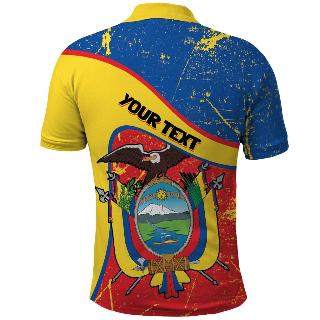Personalized Ecuador Independence Day Polo Shirt Coat Of Arms Grunge Style LT14