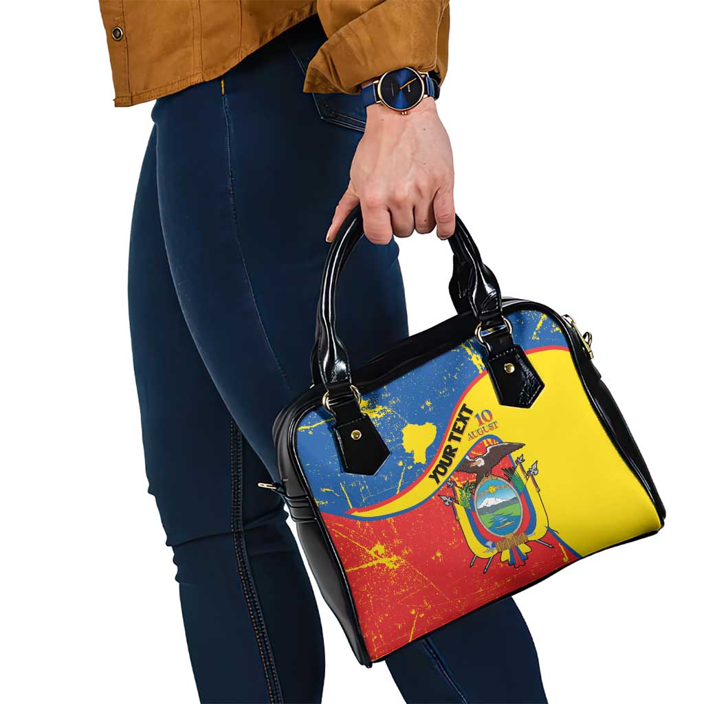 Personalized Ecuador Independence Day Shoulder Handbag Coat Of Arms Grunge Style LT14