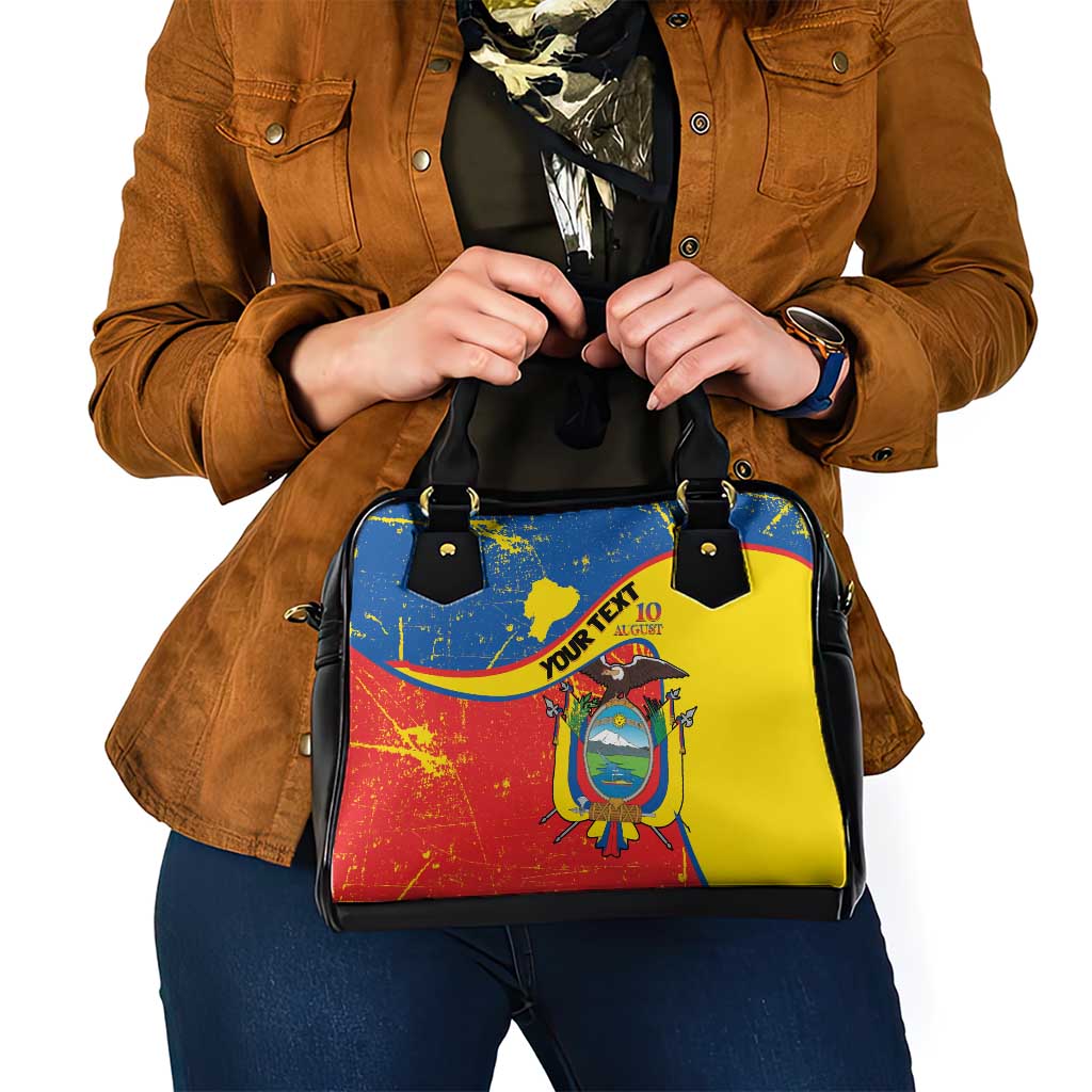 Personalized Ecuador Independence Day Shoulder Handbag Coat Of Arms Grunge Style LT14