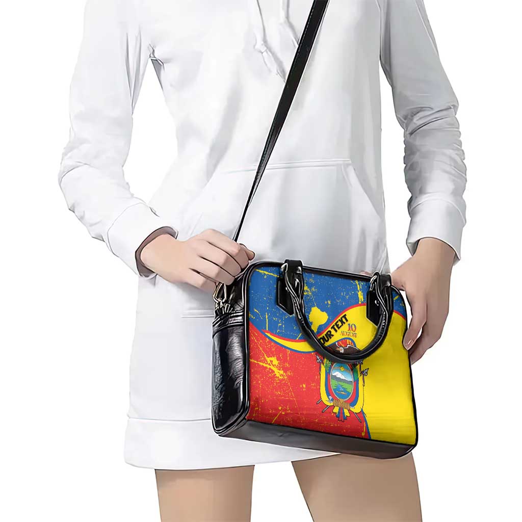 Personalized Ecuador Independence Day Shoulder Handbag Coat Of Arms Grunge Style LT14