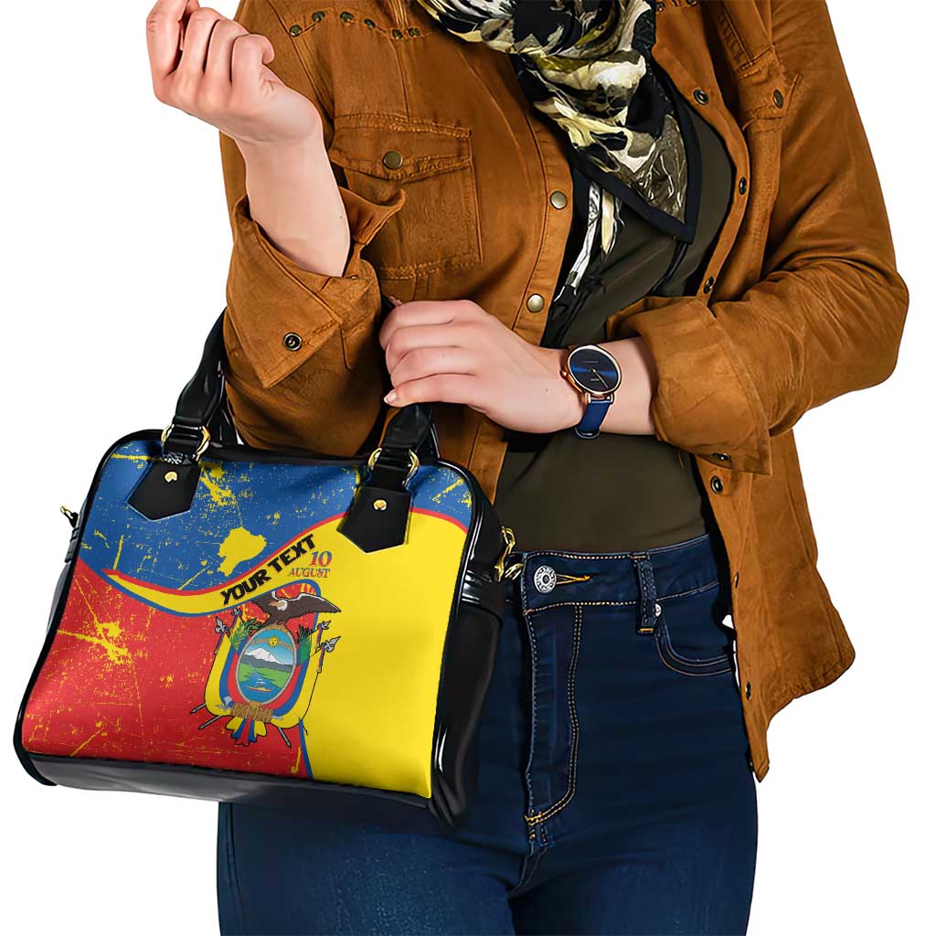 Personalized Ecuador Independence Day Shoulder Handbag Coat Of Arms Grunge Style LT14