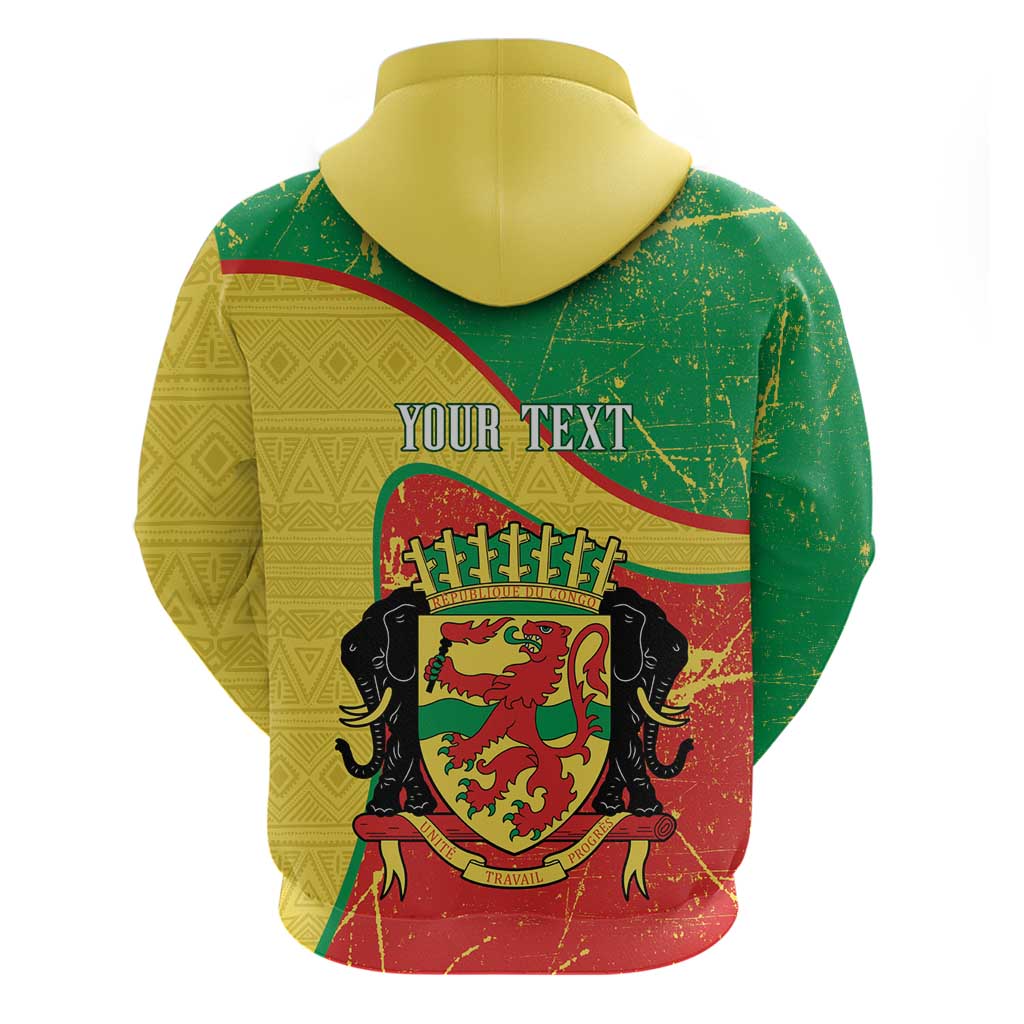 Personalized Congo-Brazzaville Independence Day Hoodie Coat Of Arms Grunge Style LT14