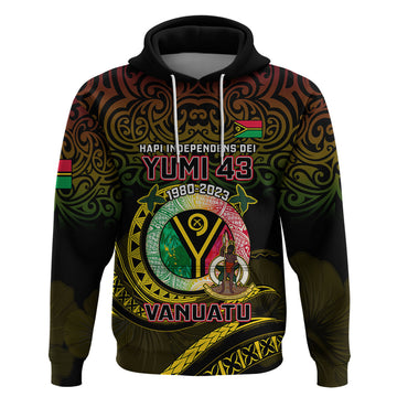 Personalised Vanuatu Hoodie Yumi 43 Hapi Independens Dei Black Version LT14