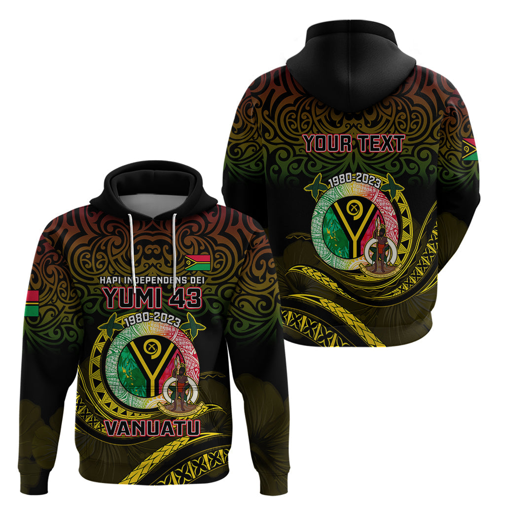 Personalised Vanuatu Hoodie Yumi 43 Hapi Independens Dei Black Version LT14