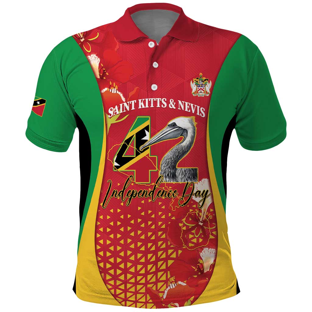 Personalized Saint Kitts and Nevis Polo Shirt Pelican 42nd Independence Anniversary LT14
