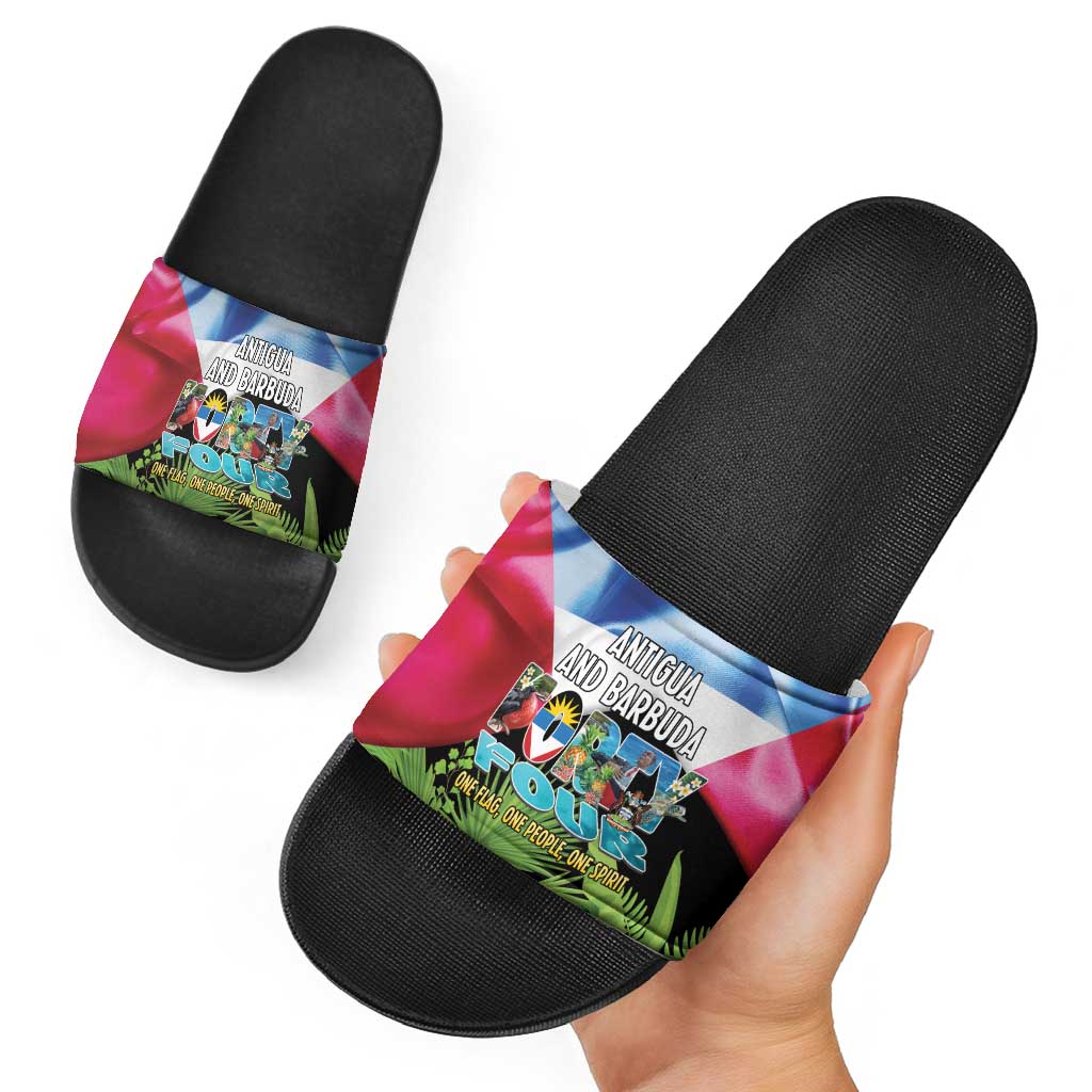 Antigua and Barbuda Independence Day Slide Sandals 44th Anniversary One Flag One People One Spirit LT14