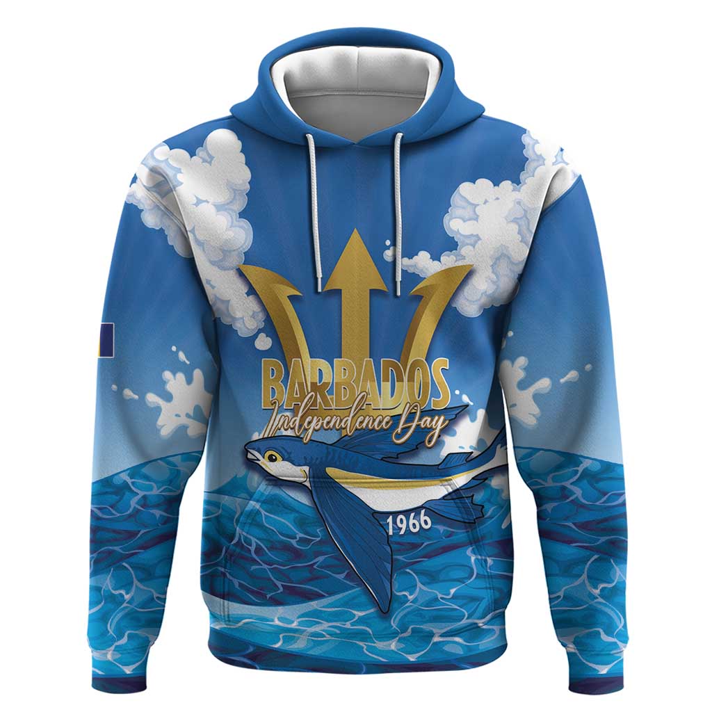 Barbados Independence Day Hoodie Gold Trident and Flying Fish LT14