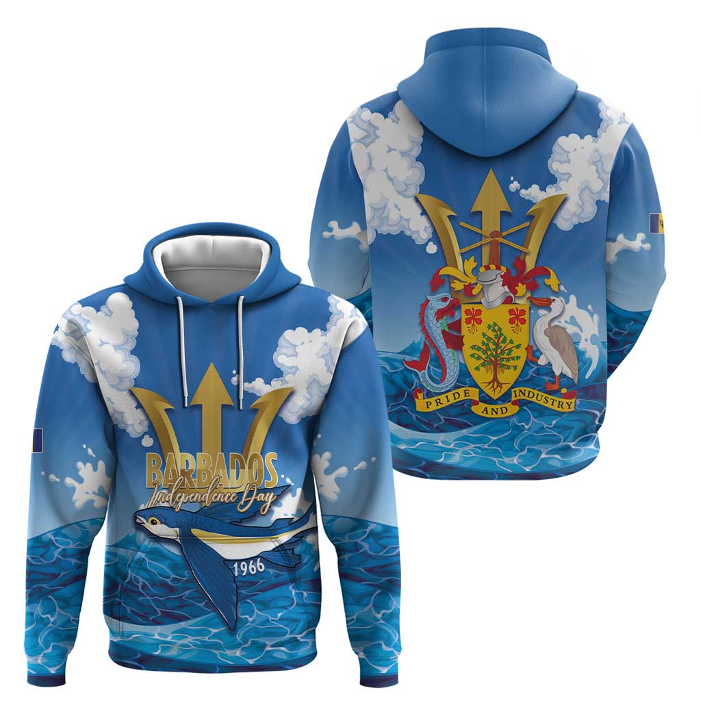 Barbados Independence Day Hoodie Gold Trident and Flying Fish LT14