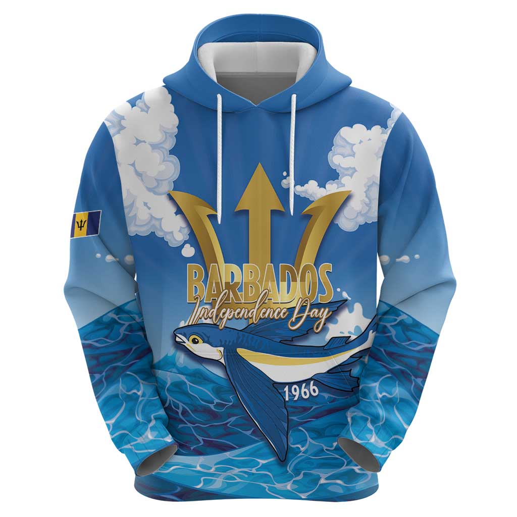 Barbados Independence Day Hoodie Gold Trident and Flying Fish LT14