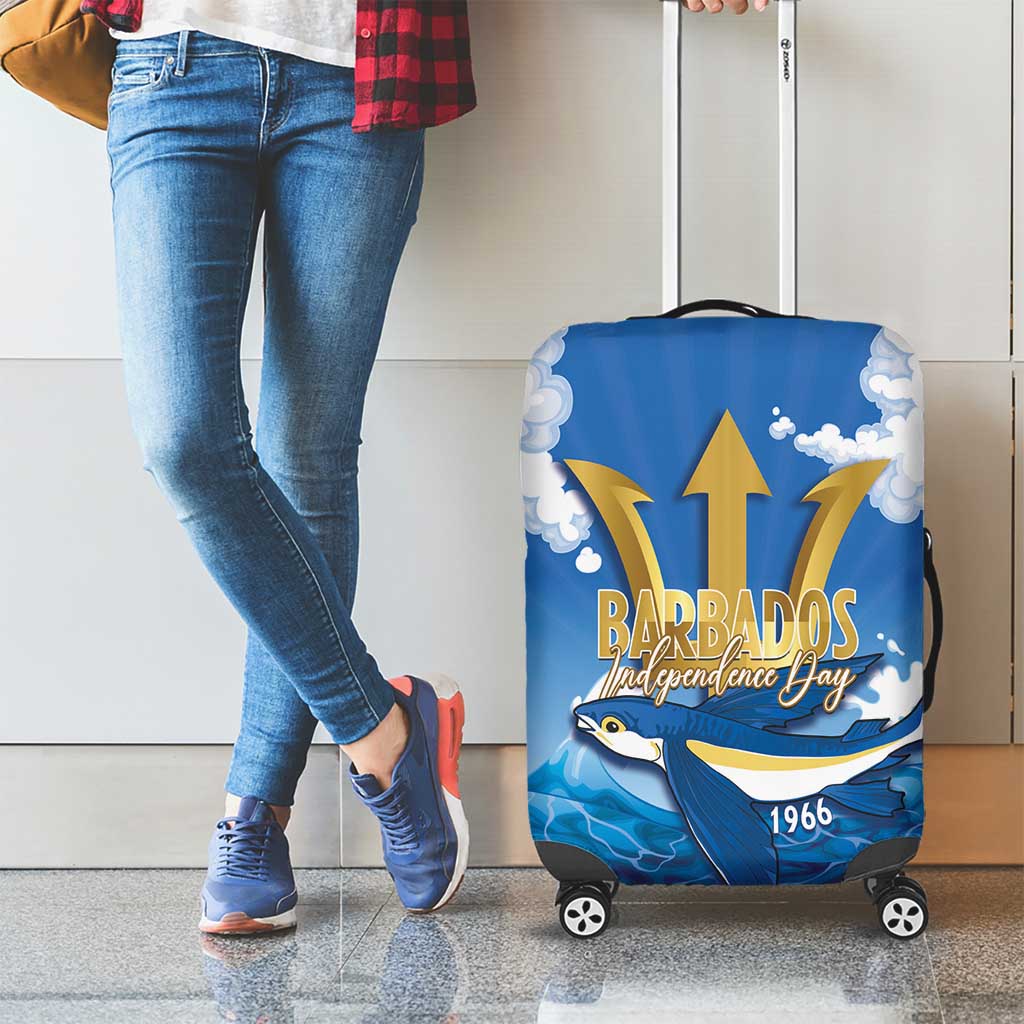 Barbados Independence Day Luggage Cover Gold Trident and Flying Fish LT14