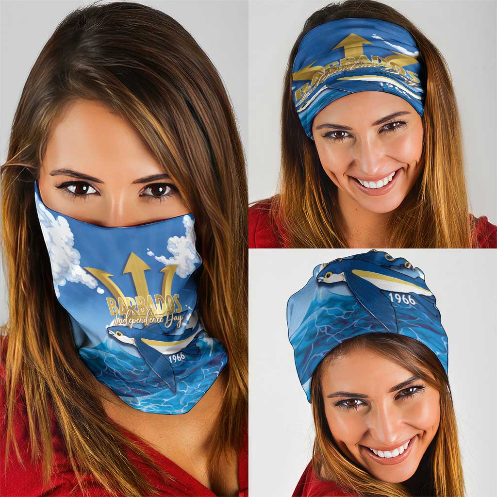 Barbados Independence Day Neck Gaiter Gold Trident and Flying Fish LT14
